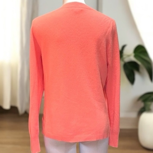 J.Crew 100% Cashmere Sweater Med Coral Orange Crewneck - Picture 4 of 5